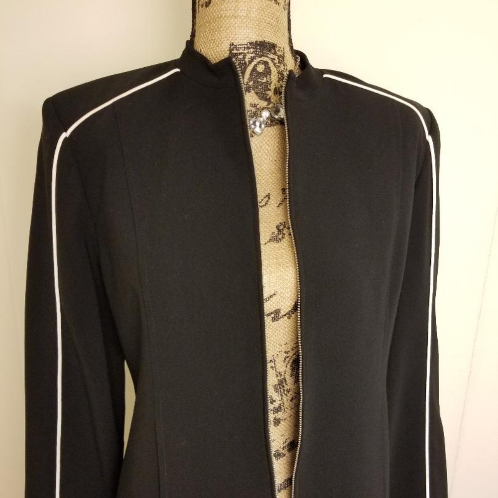 Louben Black Jacket  with White Piping